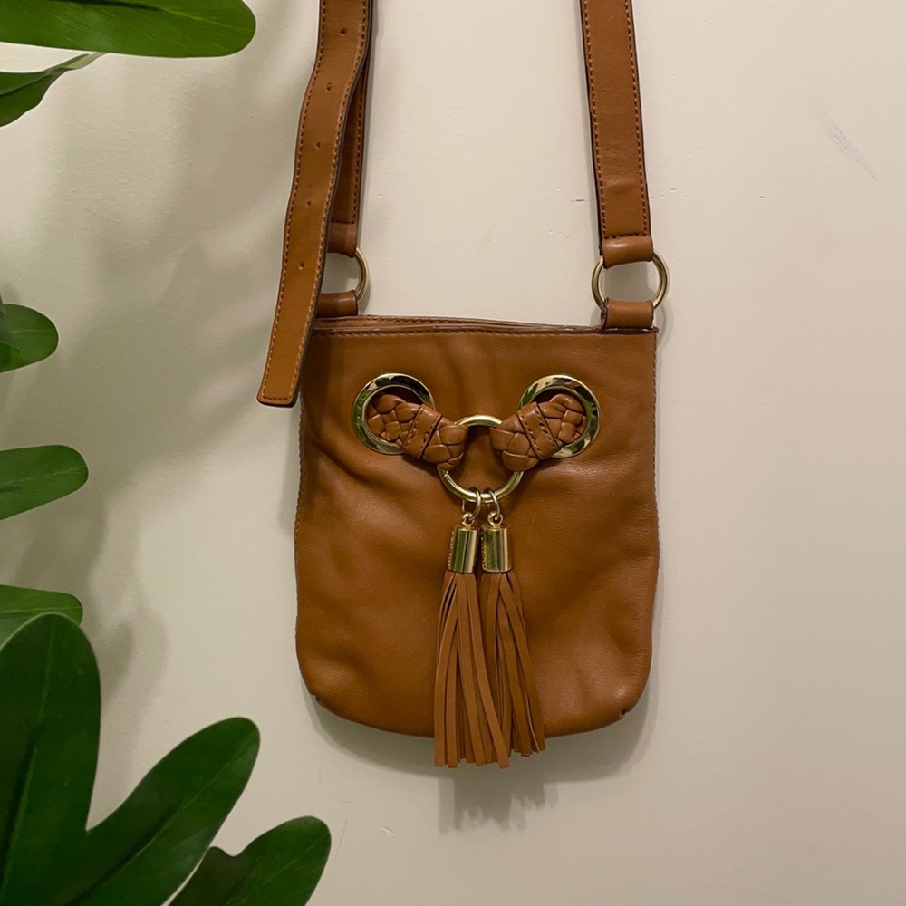Michael Kors Braided Tassels Crossbody Leather Bag